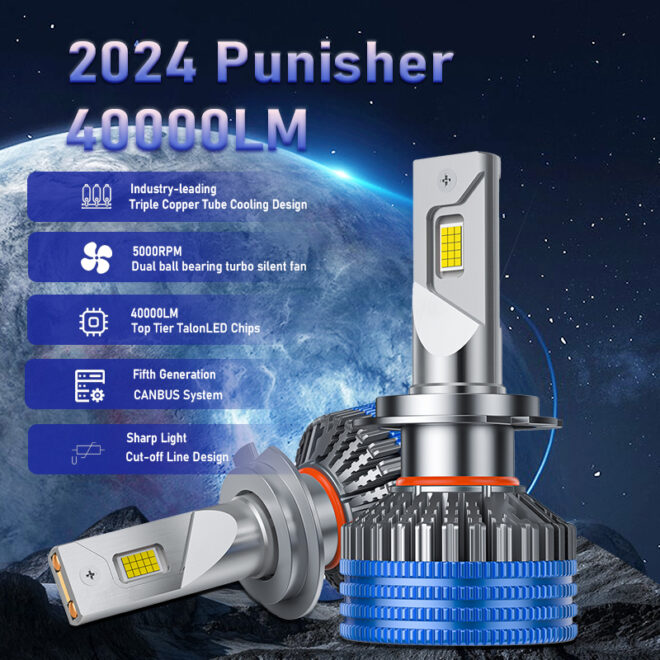 H7 led headlight bulb CSP4575 chips double cooper tubes running lights - Image 7