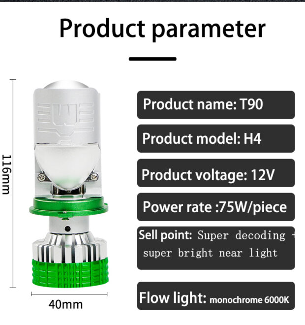 90W motorcycle led headlight bulb H4 lighting system car moto accessories mini size lens headlight super spotlight - Image 4