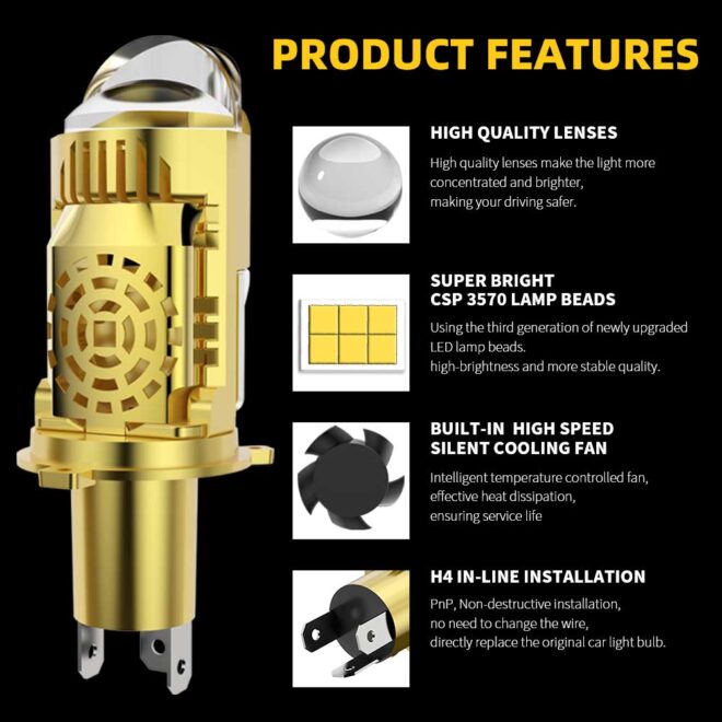 Infitary Y7 motorcycle lighting system cooling fan super bright H4 led headlight bulb Bi led projector - Image 5