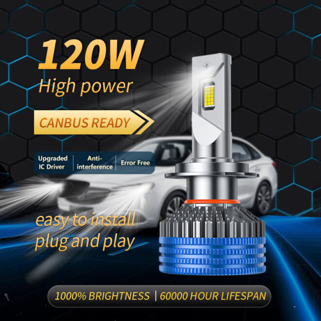 H7 led headlight bulb CSP4575 chips double cooper tubes running lights - Image 5